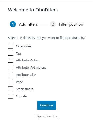 Filter Creator wizard